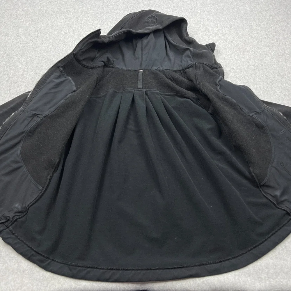 Lululemon Pleat To Street Hoodie Women's 12 Black Terry‎ Full Zip Jacket W4ICXS